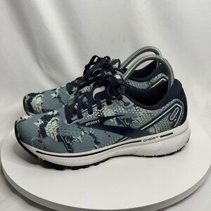 Brooks Ghost 14 Womens Size 7.5B Running Training Shoes Blue Camo Gym Walking